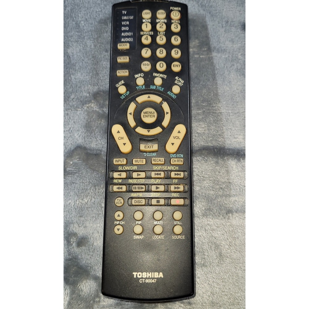 Toshiba CT-90047 Remote Control TV VCR DVD Audio‎ Multi Device Genuine OEM Black
